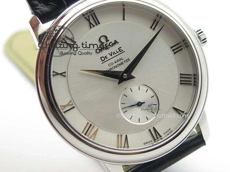 0404 Flexible De Ville MK 1:1 Best Edition SS White Dial On Black Leather Asian Seagull T1701 (Sec@6) 8244